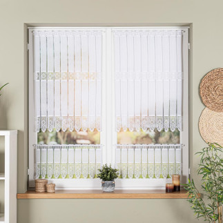 Zazdrostka haftowana panelowa na batyście, wysokość 90cm, kolor 001 biały