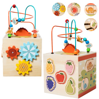 Kostka edukacyjna sensoryczna sorter 5 płaszczyzn drewniana EAN: 5905991043812