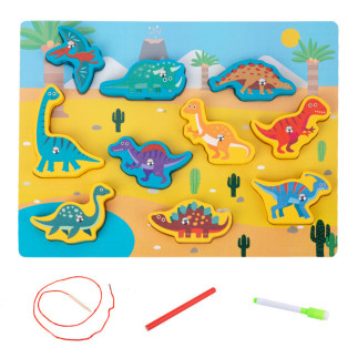 Układanka drewniana Dinozaury z magnesami i sznurkiem do przeplatania EAN: 5905991043843
