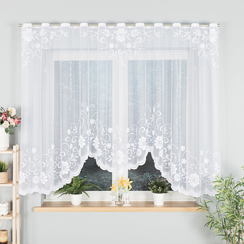 Teresa firanka żakardowa gotowa, szerokość 300 x wysokość 160cm, kolor 001 biały