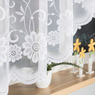 Teresa firanka żakardowa gotowa, szerokość 300 x wysokość 160cm, kolor 001 biały