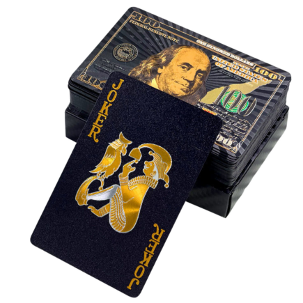 Karty do gry towarzyskiej eleganckie banknot dolar czarne talia 54 karty