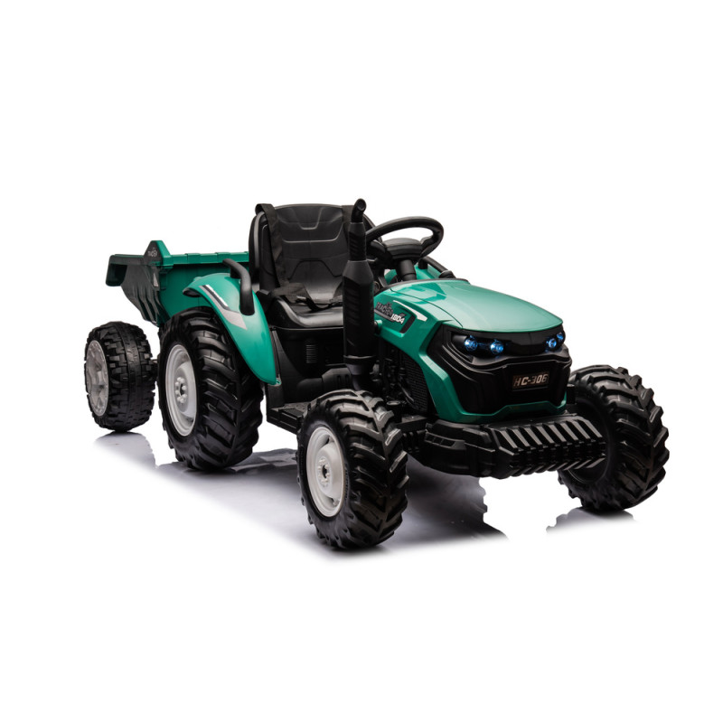 Traktor na akumulator HC-306 z przyczepą ciemnozielony 24V - EAN: 5905991061328