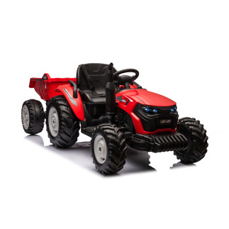 Traktor na akumulator hc-306 czerwony z przyczepą 24v