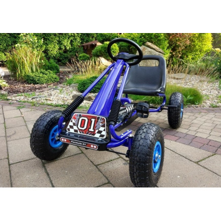 Gokart Niebieski z Pompowanymi Kołami A-15 - EAN: 5902808150718