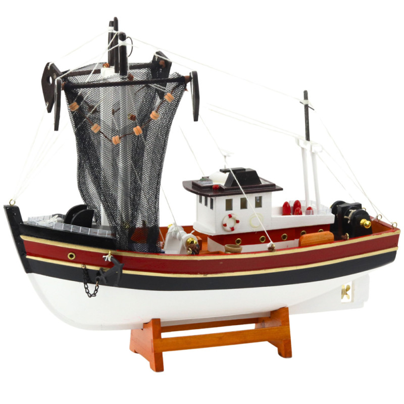 Model Kolekcjonerski Dekoracyjny Statek Kuter Rybacki z Siecią Połowową 38x31cm EAN: 5905991049401