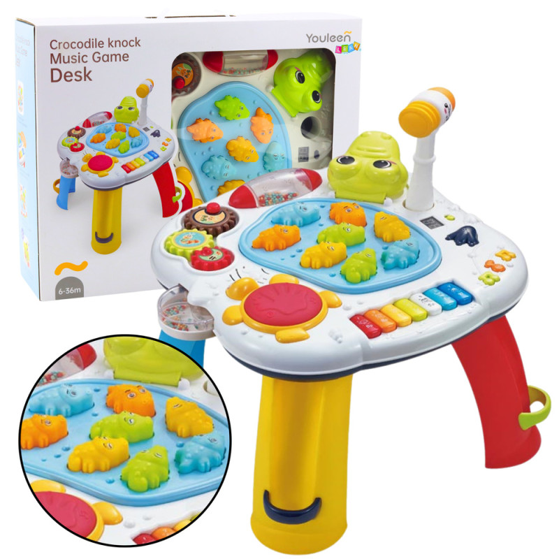 Edukacyjny Stolik Interaktywny z Pianinkiem i Bębenkiem Krokodyl EAN: 5905991049807