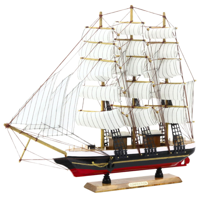 Dekoracyjny statek żaglowiec trójmasztowy biały 53x45 cm - EAN: 5905991049418