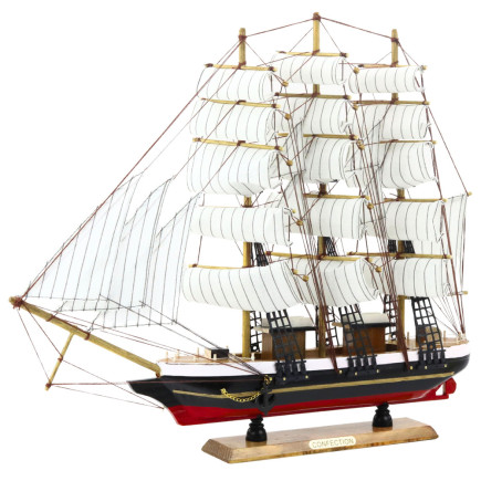 Model kolekcjonerski dekoracyjny statek żaglowiec trójmasztowy biały 53x45cm