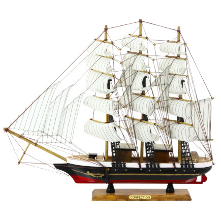 Dekoracyjny statek żaglowiec trójmasztowy biały 53x45 cm - EAN: 5905991049418