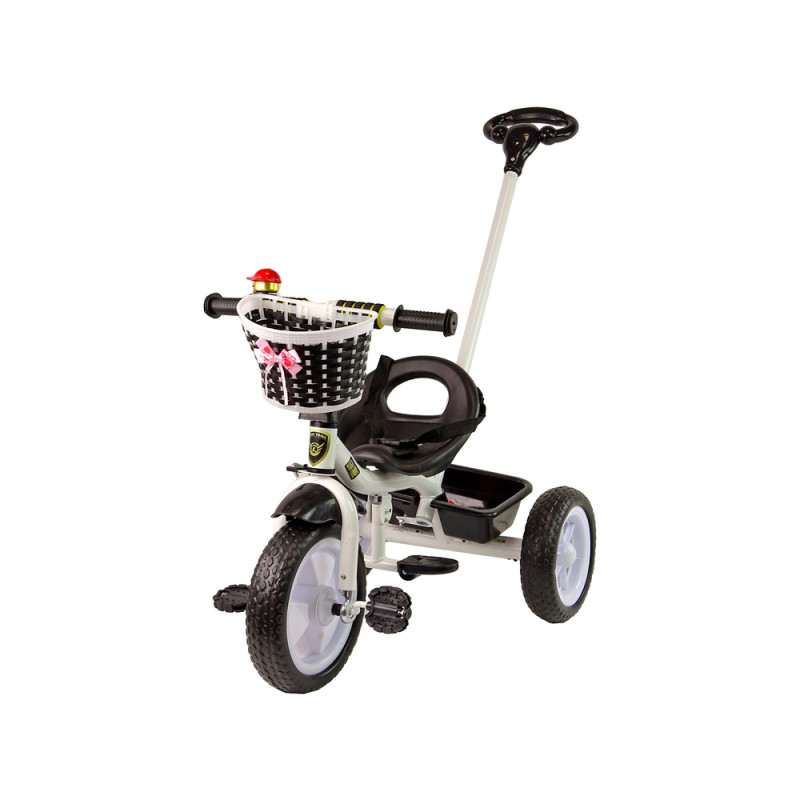 Rower trójkołowy Pro100 z czarnym koszykiem i kołami EVA - EAN: 5905515359122