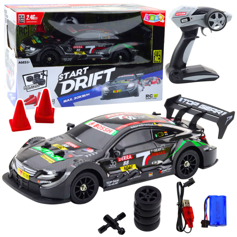 Samochód wyścigowy RC do driftu czarny karbon 30km/h 1:16 EAN: 5905991052715