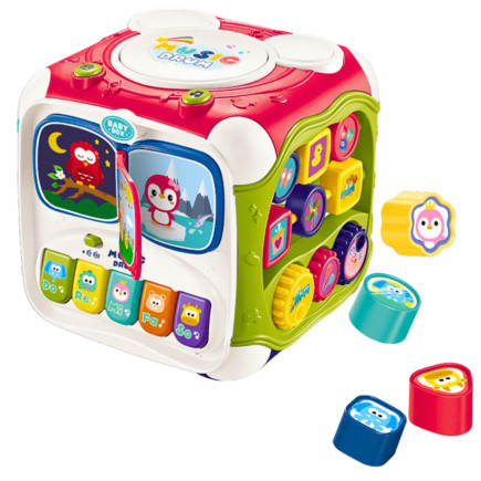 Duża Kostka Edukacyjna Wielofunkcyjna z Pianinkiem i Sorterem oraz Bębenkiem EAN: 5905991050629