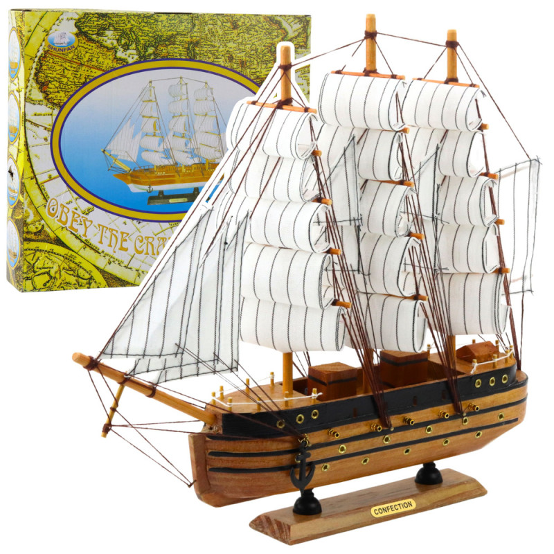 Dekoracyjny Statek Żaglowiec Trójmasztowy Biały 39x36cm - EAN: 5905991049388