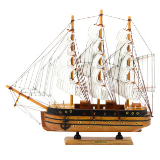Model kolekcjonerski dekoracyjny statek żaglowiec trójmasztowy biały 39x36cm