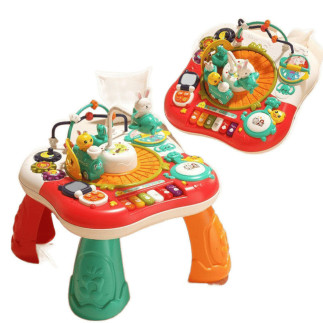 Stolik edukacyjny interaktywny panel muzyczny pianinko 2w1 czerwony EAN: 5905991050056