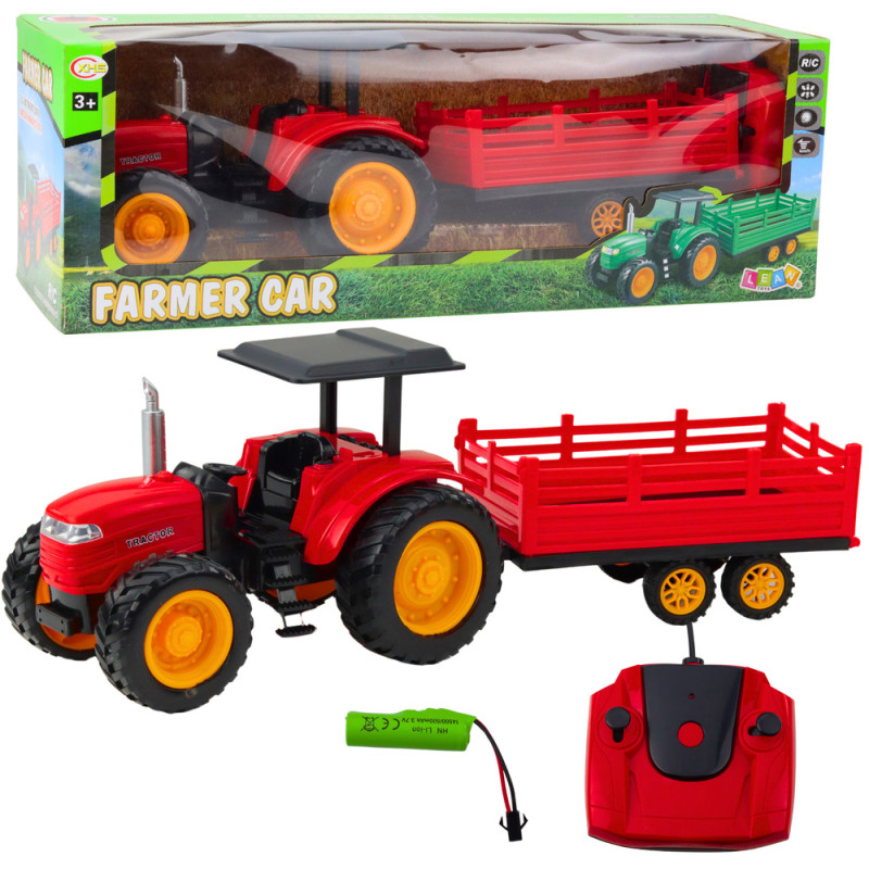 Zdalnie sterowany traktor farmerski z przyczepą RC czerwony EAN: 5905991052838