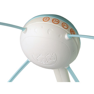 Karuzela do łóżeczka projektor pilot melodie odgłosy zwierząt niebieski