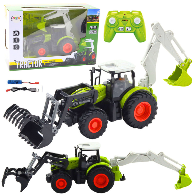 Zdalnie Sterowany Traktor Rolniczy z Obrotową Łyżką i Koparką 2w1 2.4G EAN: 5905991036982