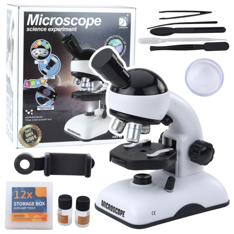 Mikroskop Edukacyjny 1200x z Uchwytami na Telefon - Zestaw Naukowy EAN: 5905991055266