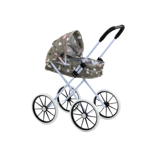 Wózek dla lalek dużymi kołami, składany, szary z gwiazdkami i chmurkami, 60 cm | EAN: 5905991055969