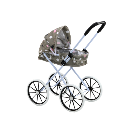 Wózek dla lalek dużymi kołami, składany, szary z gwiazdkami i chmurkami, 60 cm | EAN: 5905991055969