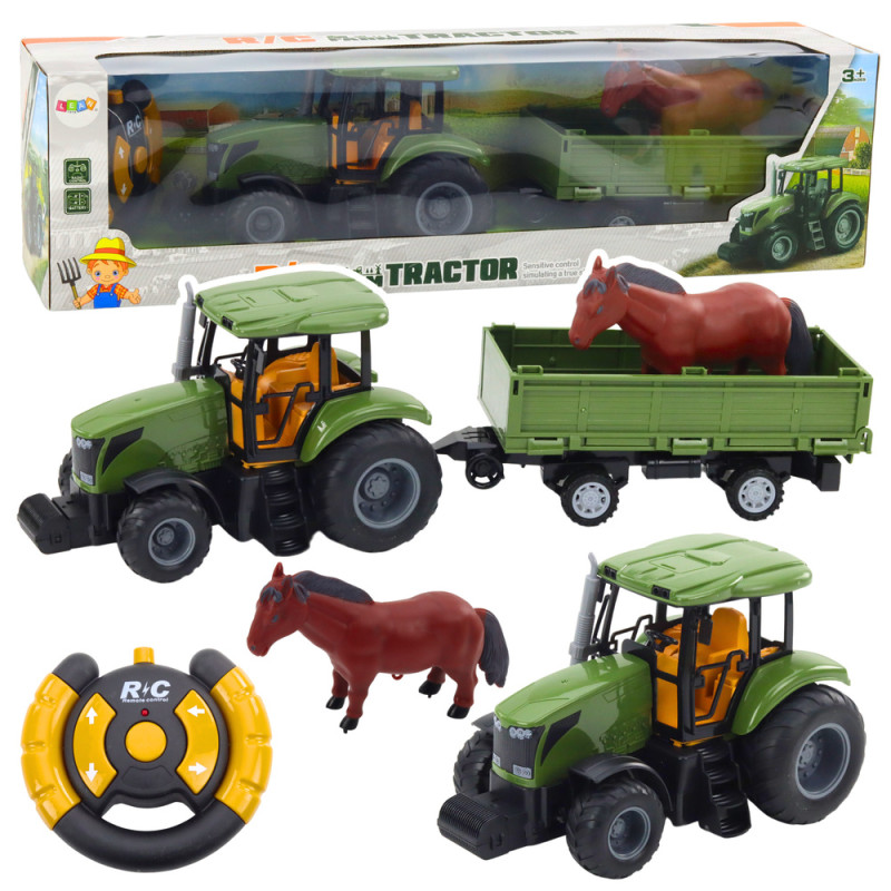 Zdalnie sterowany traktor z przyczepą i koniem RC - EAN: 5905991060505