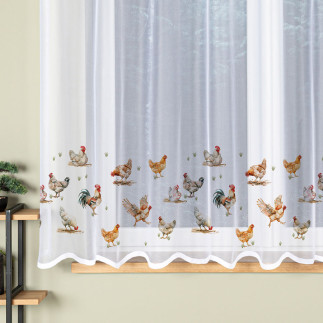 Firanka żakardowa "Kury" gotowa, biała 300x170 cm, EAN: 5906450015623