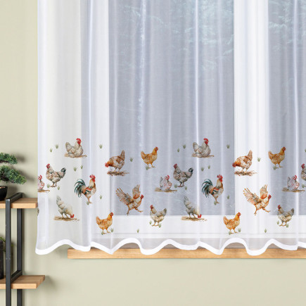 Firanka żakardowa "Kury" gotowa, biała 300x170 cm, EAN: 5906450015623