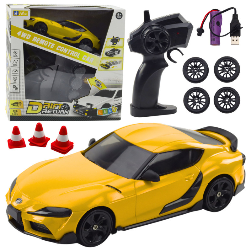 Auto sportowe do driftu na zdalne sterowanie RC 4WD Żółte - EAN: 5905991050353