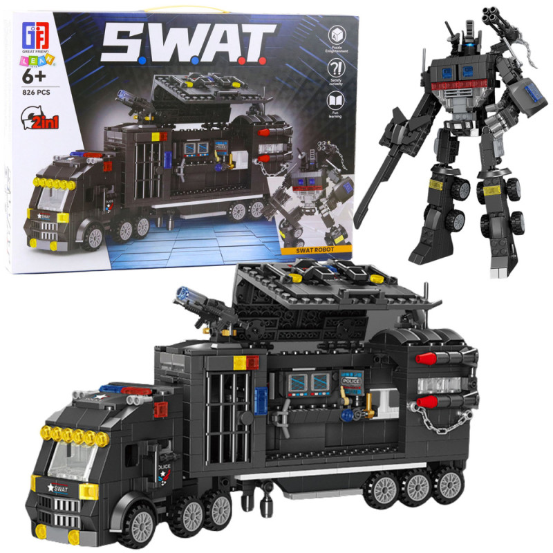 Klocki konstrukcyjne 8w1 Pojazd SWAT Policja Robot 826 elementów EAN: 5905991072102