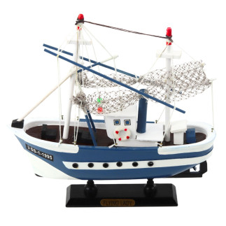 Model kolekcjonerski statek kuter rybacki flying lady niebieski 24x23cm