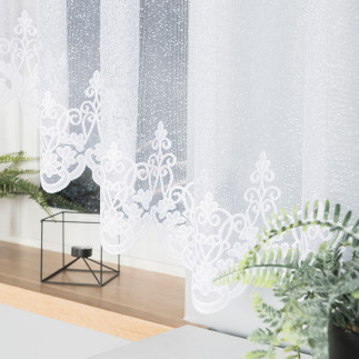 Żaneta firanka żakardowa gotowa, szerokość 550 x wysokość 155cm, kolor 001 biały