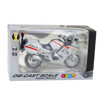 Motocykl metalowy światła dźwięki biały czerwone żółte linie 1:12