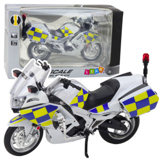Motocykl policyjny metalowy światła dźwięki biały 1:12