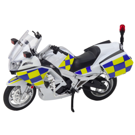 Motocykl policyjny metalowy z dźwiękami i światłami 1:12, biały - EAN: 5905991049593