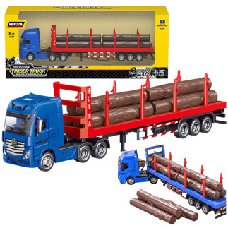 Ciężarówka transport drewna metalowa huina 1:50 czerwona