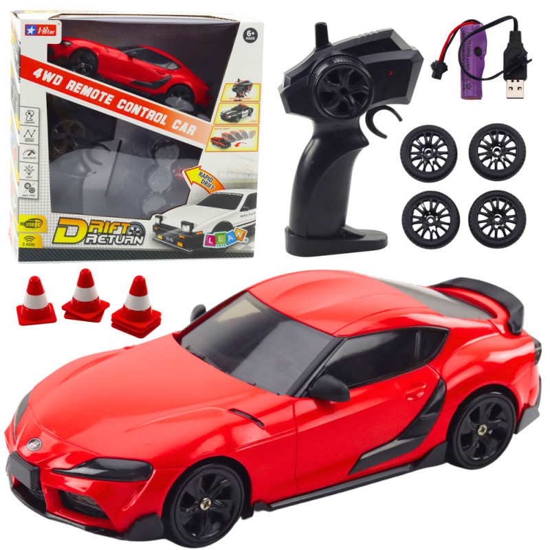 RC Auto sportowe do driftu 4WD z wymiennymi kołami czerwone EAN: 5905991050346