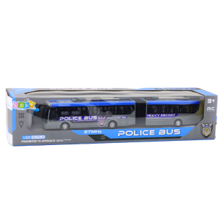 Autobus policyjny przegubowy zdalnie sterowany rc światła szary 1:32