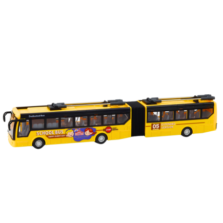Autobus szkolny trolejbus przegubowy zdalnie sterowany RC 1:32 żółty - EAN: 5905991052777