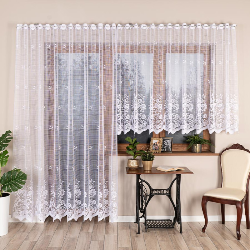 Sara firanka żakardowa gotowa na prosto 300x250cm biały EAN: 5906450931084