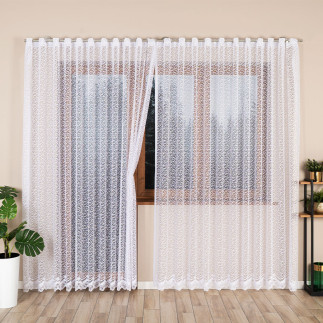 Bogumiła firanka żakardowa gotowa, szerokość 300 x wysokość 250cm, kolor 001 biały