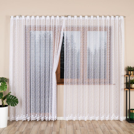 Bogumiła firanka żakardowa gotowa, szerokość 300 x wysokość 250cm, kolor 001 biały