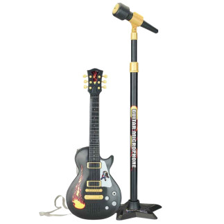 Muzyczny Zestaw dla Dzieci: Gitara z Mikrofonem i Statywem Czarne – EAN: 5905991056645
