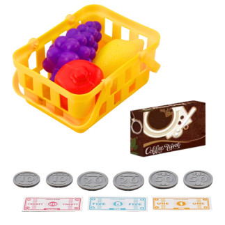 Kasa sklepowa dla dzieci akcesoria koszyk owoce światła dźwięki czerwona