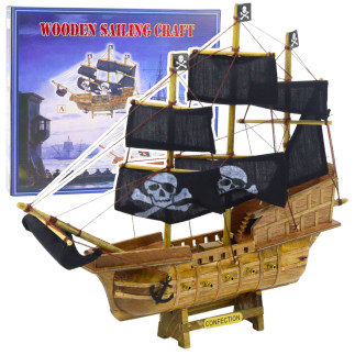 Model kolekcjonerski dekoracyjny statek żaglowiec piracki czarny 33x29cm