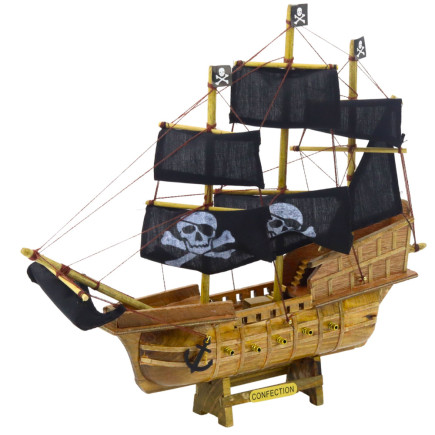 Czarny Piracki Żaglowiec Dekoracyjny Model Kolekcjonerski 33x29cm EAN: 5905991049326