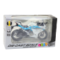 Motocykl sportowy metalowy z dźwiękiem i światłami biało-niebieski 1:12, EAN: 5905991049623