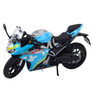 Motocykl sportowy metalowy z dźwiękiem i światłami niebieski 1:12 EAN: 5905991049647