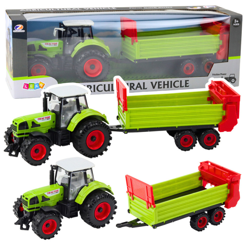 Traktor z przyczepką napęd frykcyjny otwierana maska drzwi zielony EAN: 5905991060437